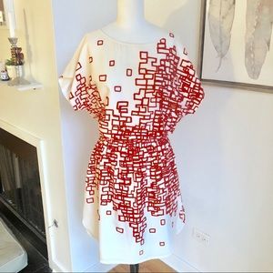 Beautiful Modern Midi Dress - White and Orange